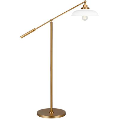 Generation Lighting Designers - Wellfleet Wide Floor Lamp - Matte White/Burnished Brass - CT1141MWTBBS1