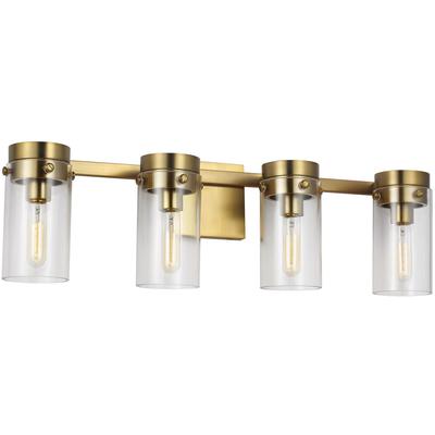 Generation Lighting Designers - Garrett 4-Light Vanity Fixture - Burnished Brass - CW1004BBS