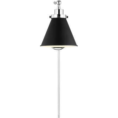 Generation Lighting Designers - Wellfleet Single Arm Cone Task Sconce - Midnight Black/Polished Nickel - CW1121MBKPN