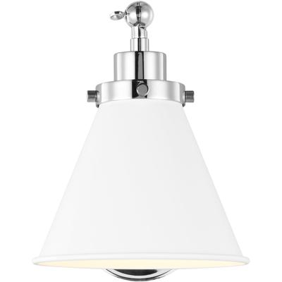 Generation Lighting Designers - Wellfleet Single Arm Cone Task Sconce - Matte White/Polished Nickel - CW1121MWTPN