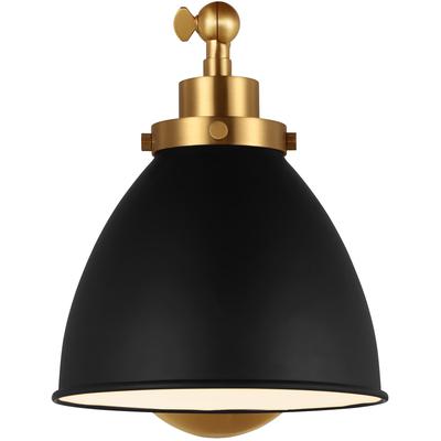 Generation Lighting Designers - Wellfleet Single Arm Dome Task Sconce - Midnight Black/Burnished Brass - CW1131MBKBBS