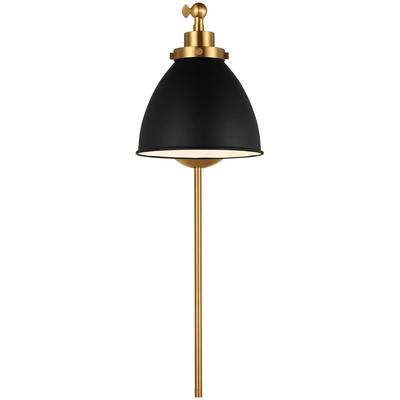 Generation Lighting Designers - Wellfleet Single Arm Dome Task Sconce - Midnight Black/Burnished Brass - CW1131MBKBBS