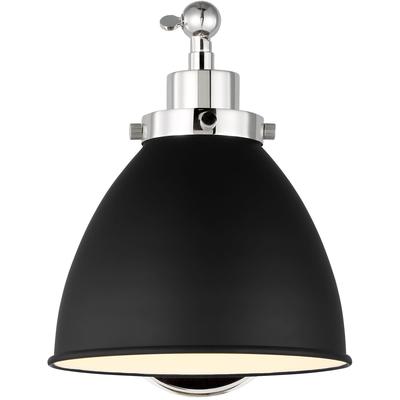 Generation Lighting Designers - Wellfleet Single Arm Dome Task Sconce - Midnight Black/Polished Nickel - CW1131MBKPN