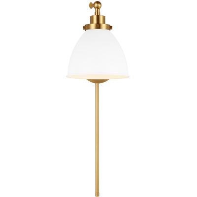 Generation Lighting Designers - Wellfleet Single Arm Dome Task Sconce - Matte White/Burnished Brass - CW1131MWTBBS