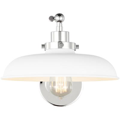 Generation Lighting Designers - Wellfleet Single Arm Wide Task Sconce - Matte White/Polished Nickel - CW1141MWTPN