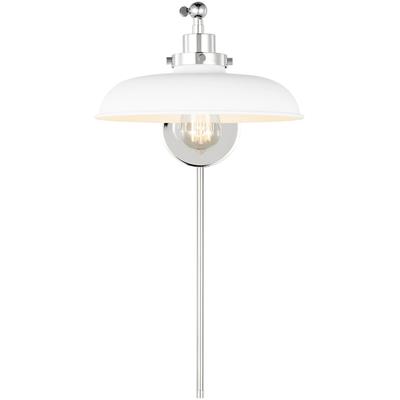 Generation Lighting Designers - Wellfleet Single Arm Wide Task Sconce - Matte White/Polished Nickel - CW1141MWTPN