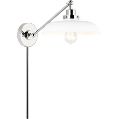 Generation Lighting Designers - Wellfleet Single Arm Wide Task Sconce - Matte White/Polished Nickel - CW1141MWTPN