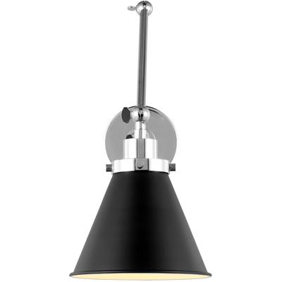 Generation Lighting Designers - Wellfleet Double Arm Cone Task Sconce - Midnight Black/Polished Nickel - CW1151MBKPN