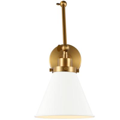 Generation Lighting Designers - Wellfleet Double Arm Cone Task Sconce - Matte White/Burnished Brass - CW1151MWTBBS