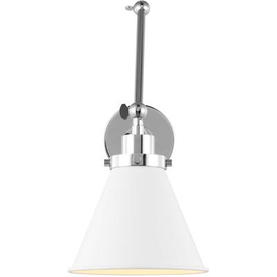 Generation Lighting Designers - Wellfleet Double Arm Cone Task Sconce - Matte White/Polished Nickel - CW1151MWTPN