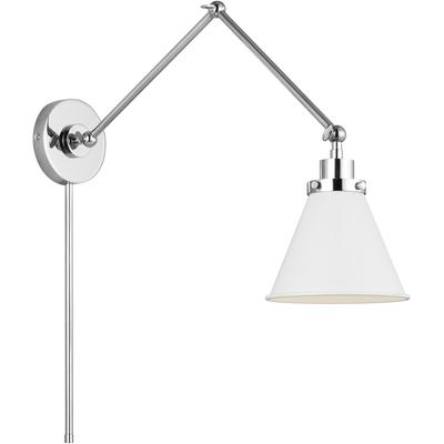 Generation Lighting Designers - Wellfleet Double Arm Cone Task Sconce - Matte White/Polished Nickel - CW1151MWTPN