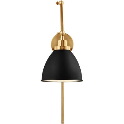 Generation Lighting Designers - Wellfleet Double Arm Dome Task Sconce - Midnight Black/Burnished Brass - CW1161MBKBBS