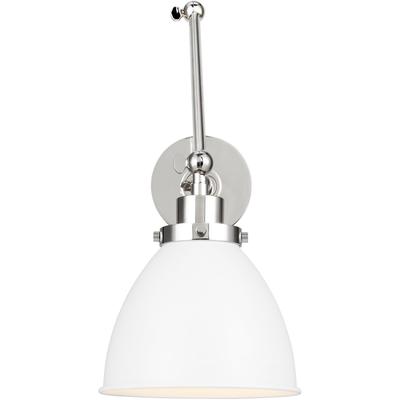 Generation Lighting Designers - Wellfleet Double Arm Dome Task Sconce - Matte White/Polished Nickel - CW1161MWTPN