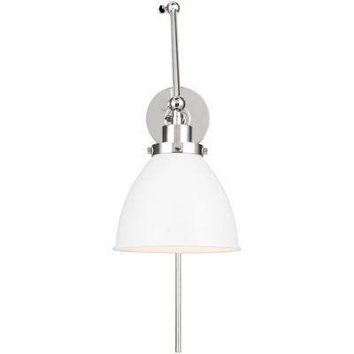 Generation Lighting Designers - Wellfleet Double Arm Dome Task Sconce - Matte White/Polished Nickel - CW1161MWTPN