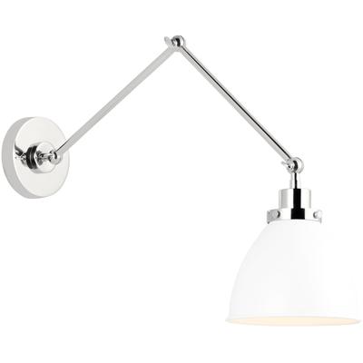 Generation Lighting Designers - Wellfleet Double Arm Dome Task Sconce - Matte White/Polished Nickel - CW1161MWTPN