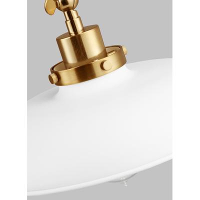 Generation Lighting Designers - Wellfleet Double Arm Wide Task Sconce - Matte White/Burnished Brass - CW1171MWTBBS