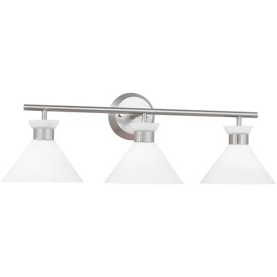 Generation Lighting Designers - Belcarra 3-Light Bath Vanity Fixture - Brushed Steel - DJV1013BS