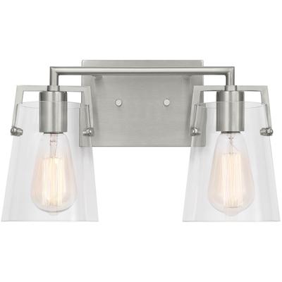 Generation Lighting Designers - Crofton 2-Light Bath Vanity Fixture - Brushed Steel - DJV1032BS