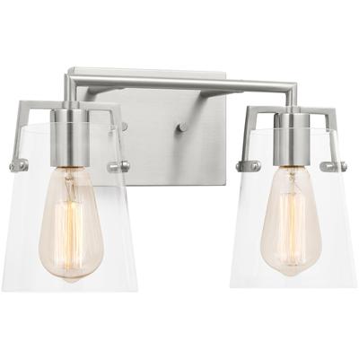 Generation Lighting Designers - Crofton 2-Light Bath Vanity Fixture - Brushed Steel - DJV1032BS