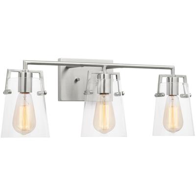 Generation Lighting Designers - Crofton 3-Light Bath Vanity Fixture - Brushed Steel - DJV1033BS