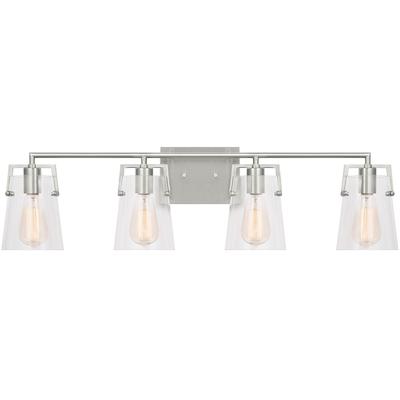 Generation Lighting Designers - Crofton 4-Light Bath Vanity Fixture - Brushed Steel - DJV1034BS
