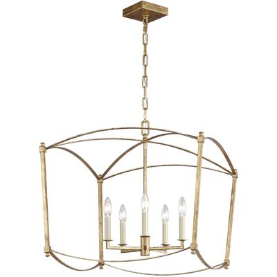 Generation Lighting Designers - Thayer Wide Lantern Pendant - Antique Gild - F3325/5ADB