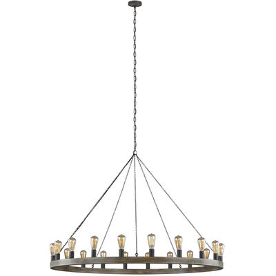 Generation Lighting Designers - Avenir Large Chandelier - Weathered Oak Wood/Antique Forged Iron - F3933/20WOW/AF