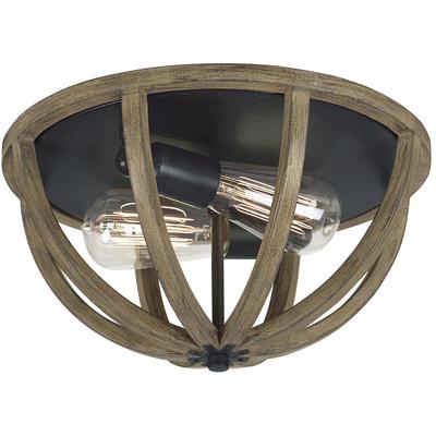 Generation Lighting Designers - Allier Flush Mount - Weathered Oak Wood/Antique Forged Iron - FM400WOW/AF