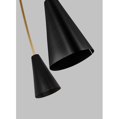 Generation Lighting Designers - Cambre Large LED Linear Chandelier - Midnight Black/Burnished Brass - KC1102MBKBBS-L1