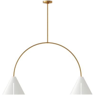 Generation Lighting Designers - Cambre Large LED Linear Chandelier - Matte White/Burnished Brass - KC1102MWTBBS-L1