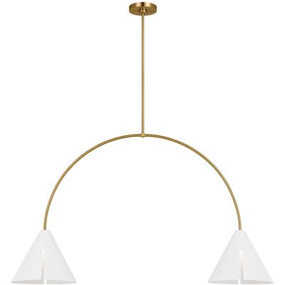 Generation Lighting Designers - Cambre Large LED Linear Chandelier - Matte White/Burnished Brass - KC1102MWTBBS-L1