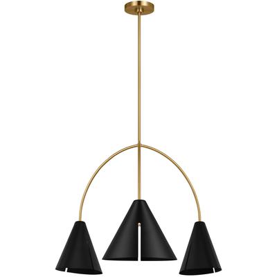 Generation Lighting Designers - Cambre Large LED Chandelier - Midnight Black/Burnished Brass - KC1113MBKBBS-L1