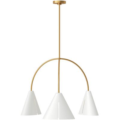 Generation Lighting Designers - Cambre Large LED Chandelier - Matte White/Burnished Brass - KC1113MWTBBS-L1