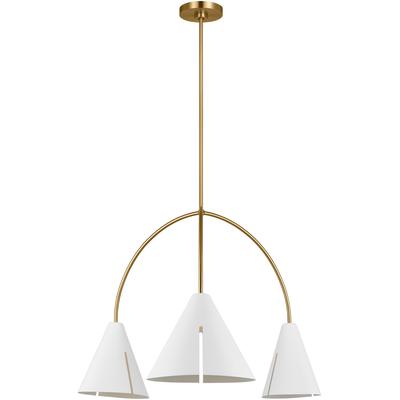 Generation Lighting Designers - Cambre Large LED Chandelier - Matte White/Burnished Brass - KC1113MWTBBS-L1