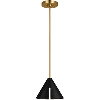 Generation Lighting Designers - Cambre Small LED Pendant - Midnight Black/Burnished Brass - KP1121MBKBBS-L1