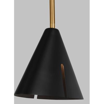 Generation Lighting Designers - Cambre Small LED Pendant - Midnight Black/Burnished Brass - KP1121MBKBBS-L1