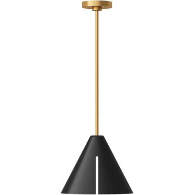 Generation Lighting Designers - Cambre Medium LED Pendant - Midnight Black/Burnished Brass - KP1131MBKBBS-L1