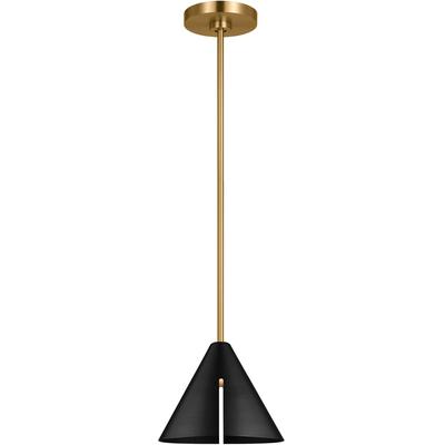 Generation Lighting Designers - Cambre Medium LED Pendant - Midnight Black/Burnished Brass - KP1131MBKBBS-L1