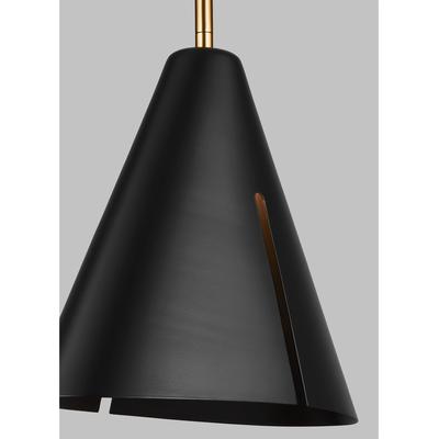 Generation Lighting Designers - Cambre Medium LED Pendant - Midnight Black/Burnished Brass - KP1131MBKBBS-L1