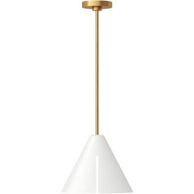 Generation Lighting Designers - Cambre Medium LED Pendant - Matte White/Burnished Brass - KP1131MWTBBS-L1