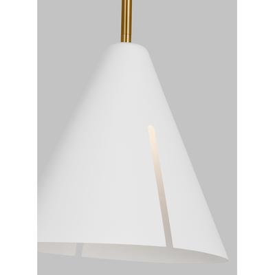 Generation Lighting Designers - Cambre Medium LED Pendant - Matte White/Burnished Brass - KP1131MWTBBS-L1