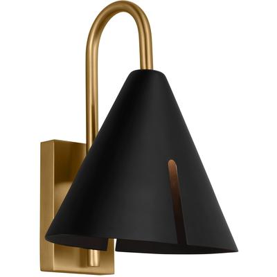 Generation Lighting Designers - Cambre Small LED Task Sconce - Midnight Black/Burnished Brass - KW1131MBKBBS-L1