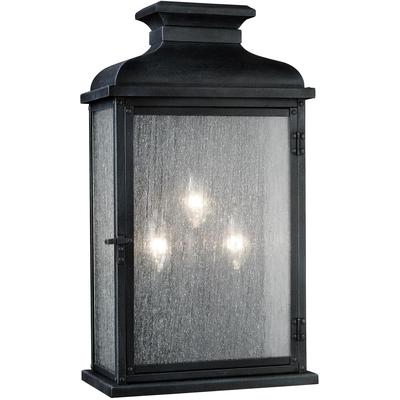 Generation Lighting Designers - Pediment Outdoor Wide Lantern - Dark Weathered Zinc - OL11104DWZ