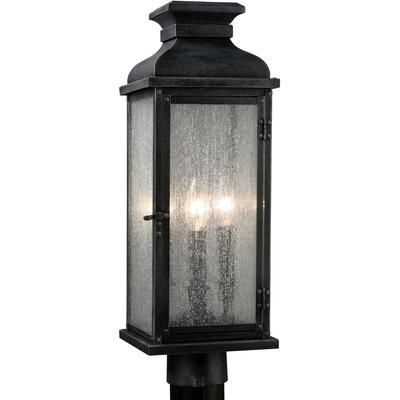 Generation Lighting Designers - Pediment Outdoor Post Lantern - Dark Weathered Zinc - OL11107DWZ