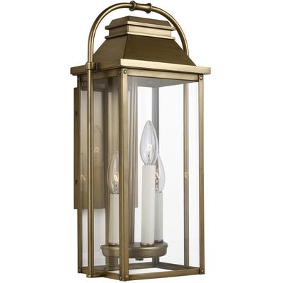 Generation Lighting Designers - Wellsworth Small Outdoor Lantern - Painted Distressed Brass - OL13200PDB