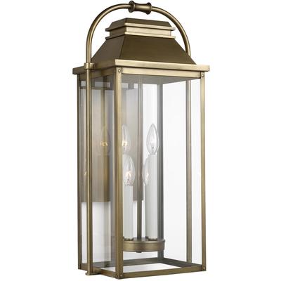 Generation Lighting Designers - Wellsworth Large Outdoor Lantern - Painted Distressed Brass - OL13202PDB