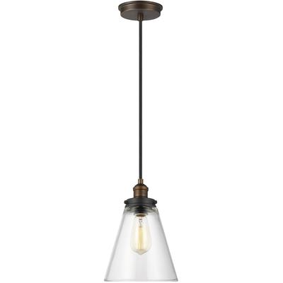 Generation Lighting Designers - Baskin Cone Pendant - Painted Aged Brass/Dark Weathered Zinc - P1347PAGB/DWZ