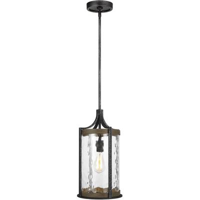 Generation Lighting Designers - Angelo Pendant - Distressed Weathered Oak/Slate Grey Metal - P1511DWK/SGM