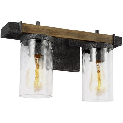 Generation Lighting Designers - Angelo 2-Light Vanity Fixture - Distressed Weathered Oak/Slate Grey Metal - VS18252DWK/SGM