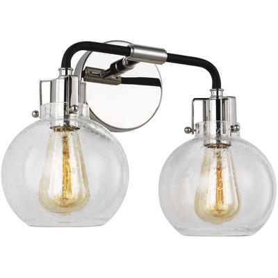Generation Lighting Designers - Clara 2-Light Vanity Fixture - Polished Nickel/Textured Black - VS24402PN/TXB
